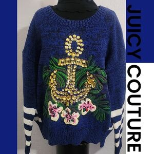 Juicy Couture Navy Embellished Anchor Sweater